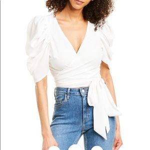 Dnt Puff-Sleeve Wrap Top